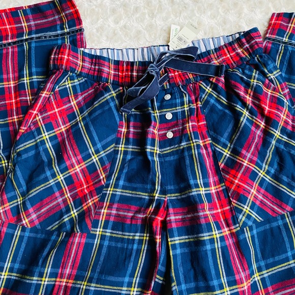 Aerie Plaid Cotton Flannel Red Navy Loungewear Pajama Pants Sleepwear Small NEW - Picture 4 of 10